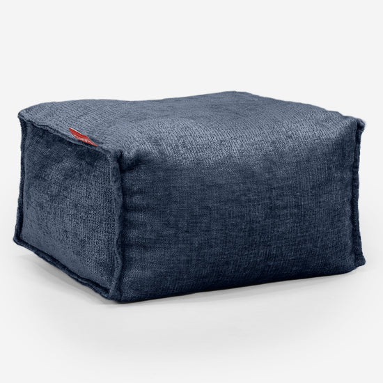 Petit Repose Pied - Chenille Bleu Marine 01