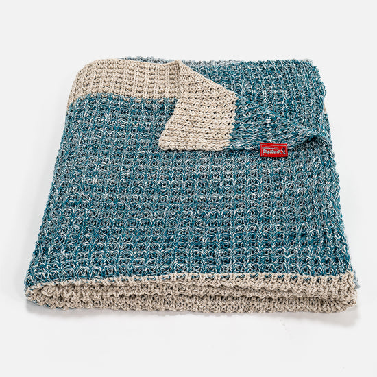 Couverture / Plaid - 100% Coton Chester Bleu 01