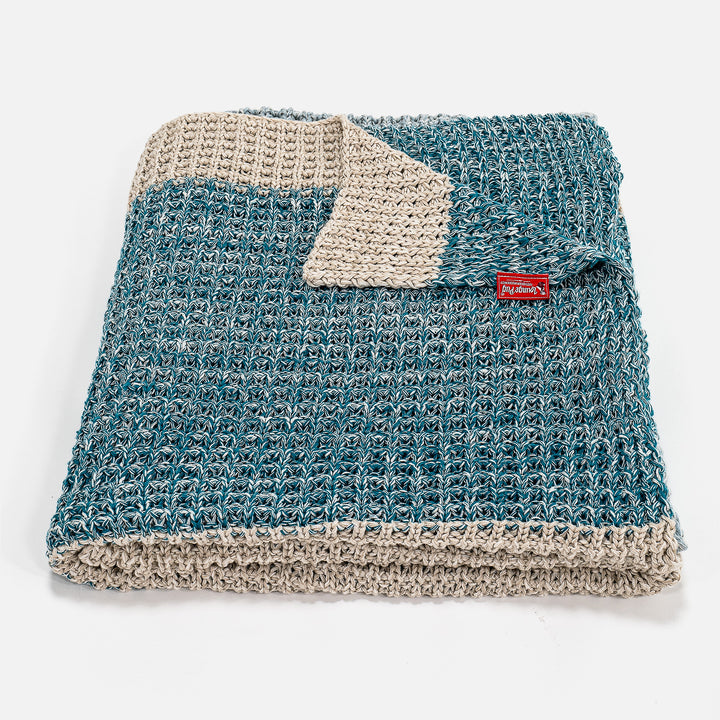 Couverture / Plaid - 100% Coton Chester Bleu 01