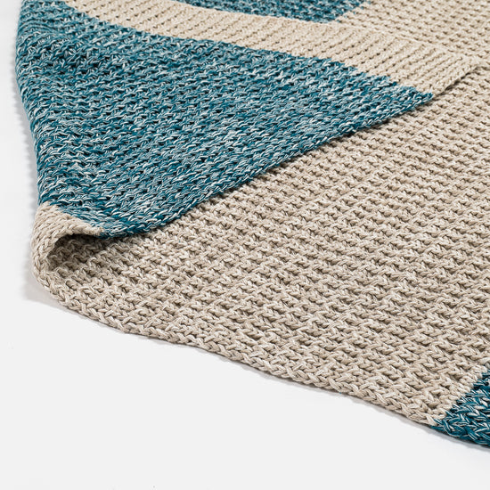 Couverture / Plaid - 100% Coton Chester Bleu 02