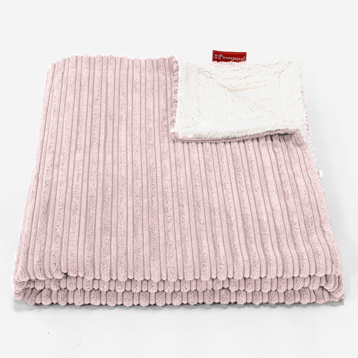 Plaid / Couverture Sherpa - Côtelé Rose 01