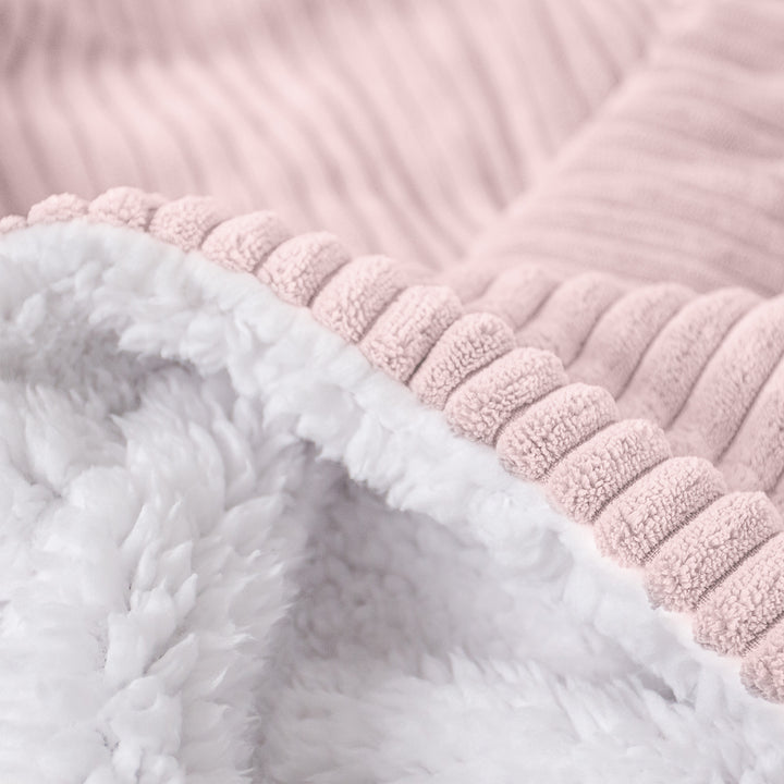 Plaid / Couverture Sherpa - Côtelé Rose 04