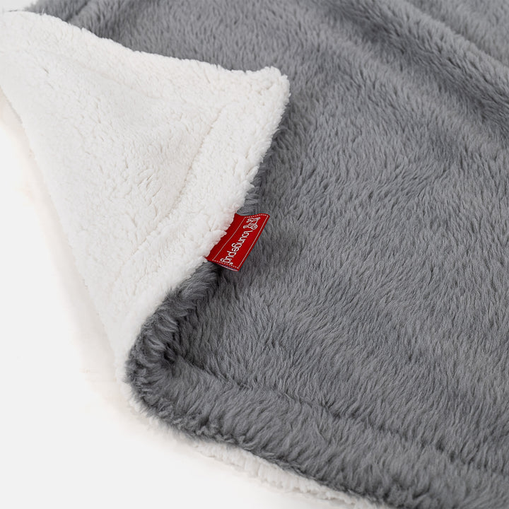 Plaid / Couverture Sherpa - Fausse Fourrure Nounours Gris Foncé 03