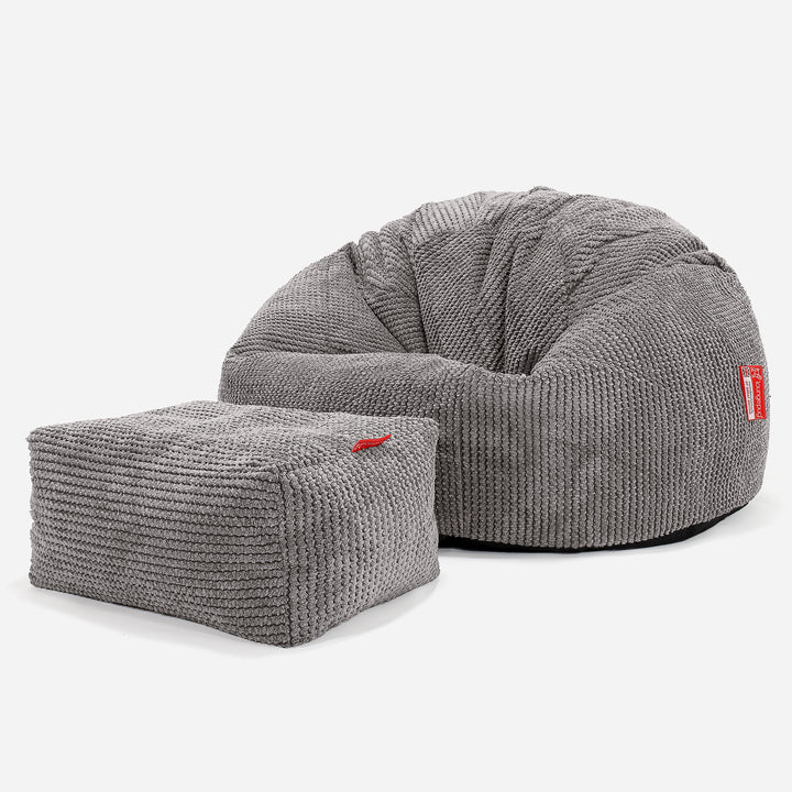 Pouf Poire Classique - Pompon Anthracite 02