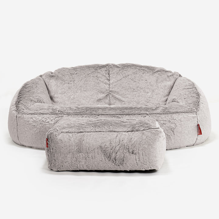 Pouf Canapé Bubble - Fausse Fourrure Lapin Gris clair 02