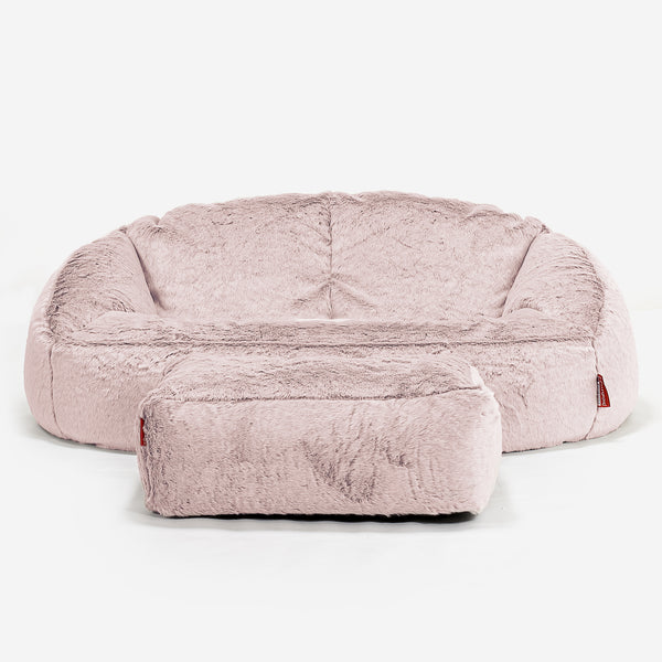 Pouf Canapé Bubble - Fausse Fourrure Lapin Rose Pastel 01