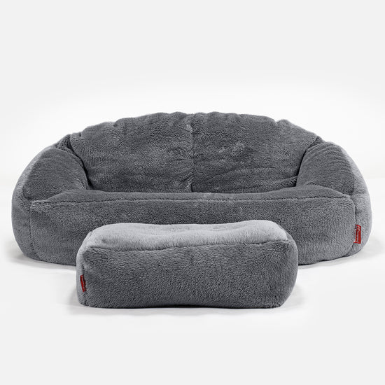 Pouf Canapé Bubble - Fausse Fourrure Nounours Gris Foncé 02