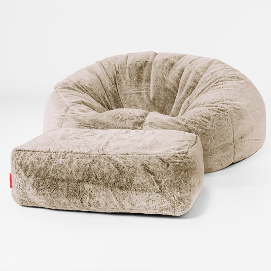Pouf Canapé Classique - Fausse Fourrure Lapin Brun Doré 02