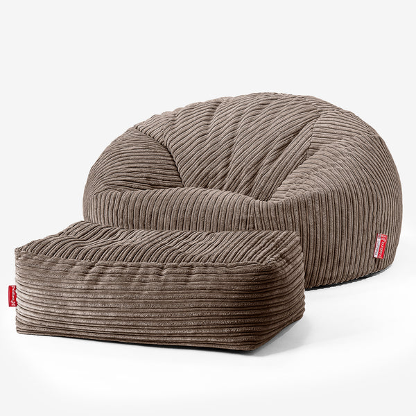 Canapé Pouf pour Enfant 6-14 ans - Côtelé Moka 01