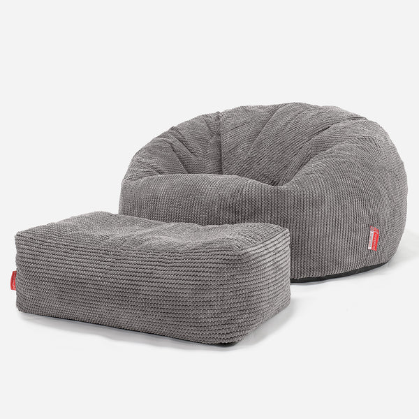 Canapé Pouf pour Enfant 6-14 ans - Pompon Anthracite 01