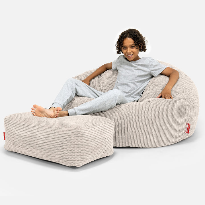 Canapé Pouf pour Enfant 6-14 ans - Pompon Crème 01