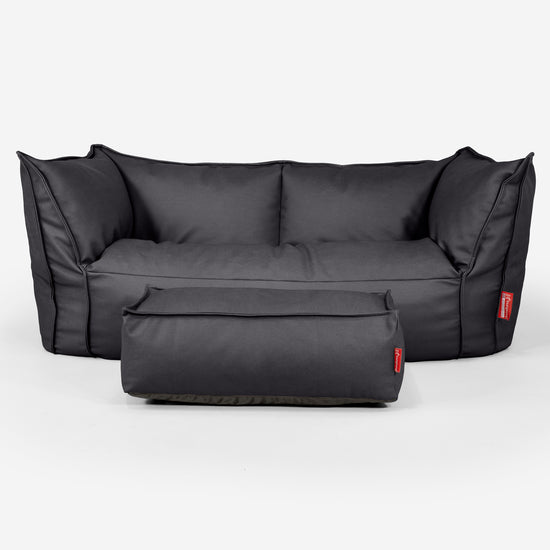 Pouf Canapé Ruben - Cuir Végan Noir 02