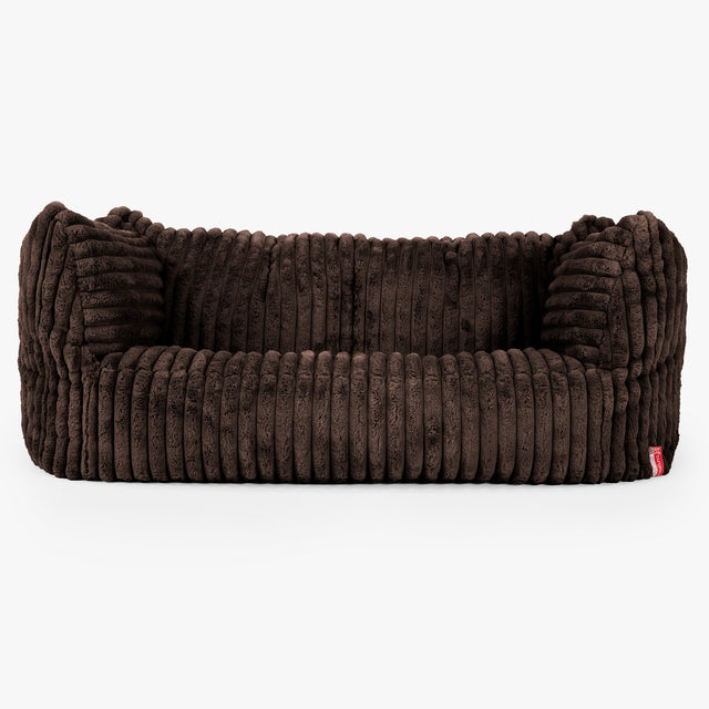 Pouf Canapé Ruben - Velours Côtelé Ultra Pelucheux Marron Meuse 01