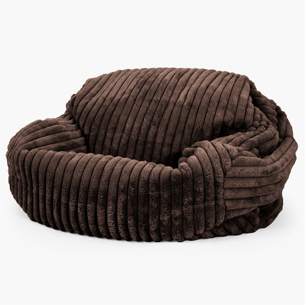 Pouf Canapé Sabine - Velours Côtelé Ultra Pelucheux Marron Meuse 02