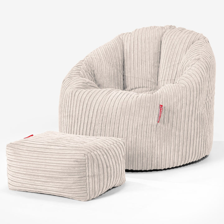 Pouf Chaise Design - Côtelé Crème 02