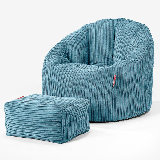Pouf Chaise Design - Côtelé Mer Égéé 02