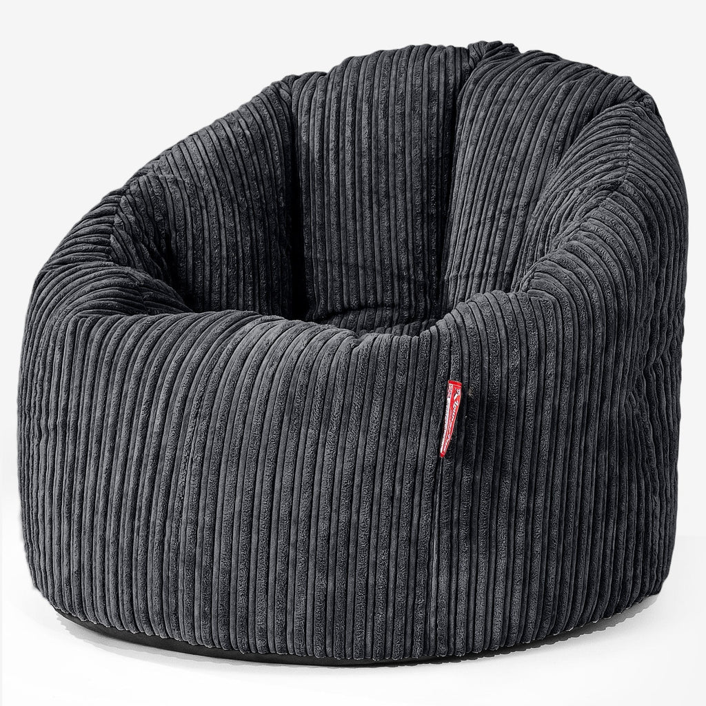 Pouf Chaise Design - Côtelé Noir 01