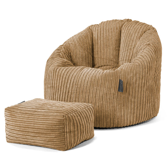 Pouf Chaise Design - Côtelé Sable 02