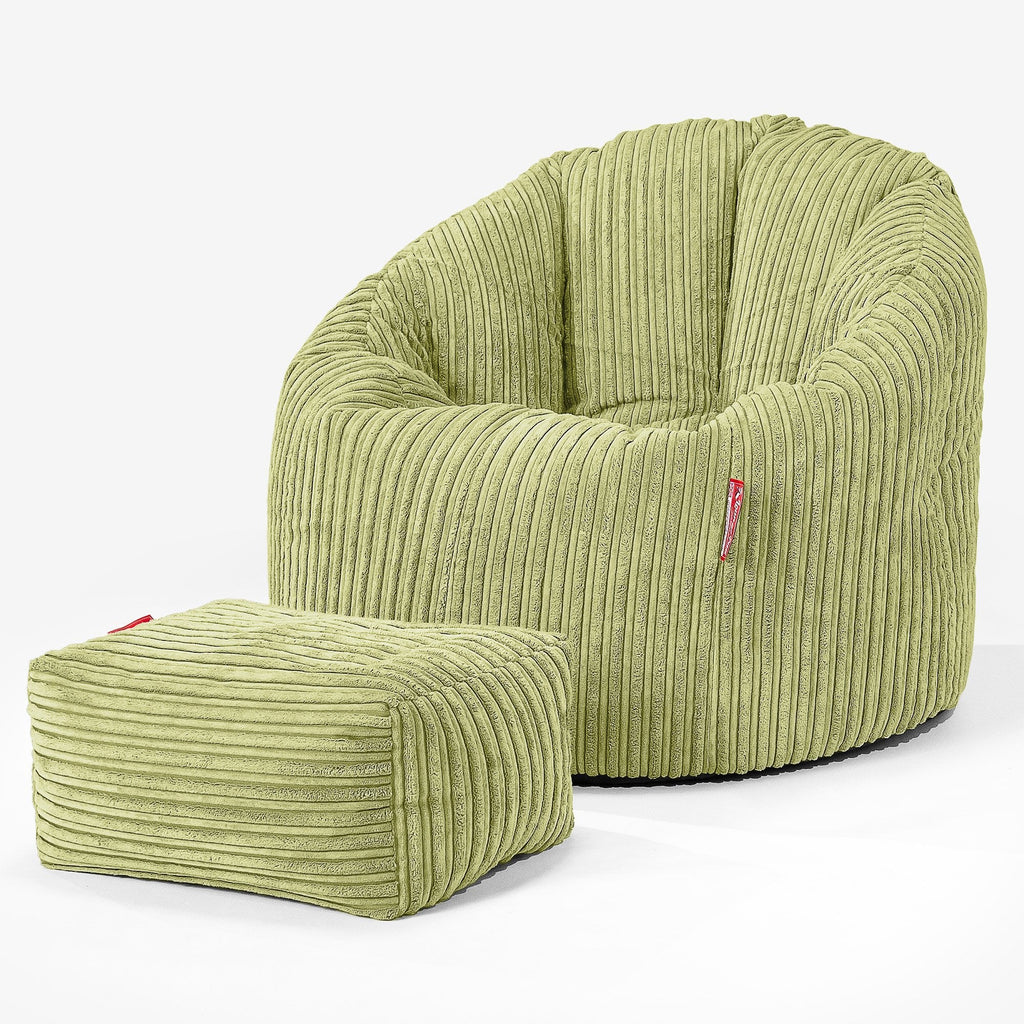 Pouf Chaise Design - Côtelé Vert Acide 02
