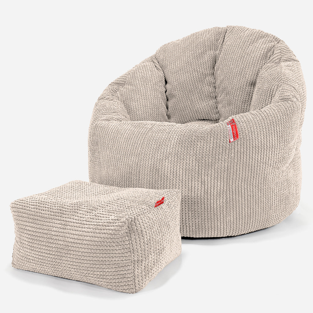 Pouf Chaise Design - Pompon Crème 02