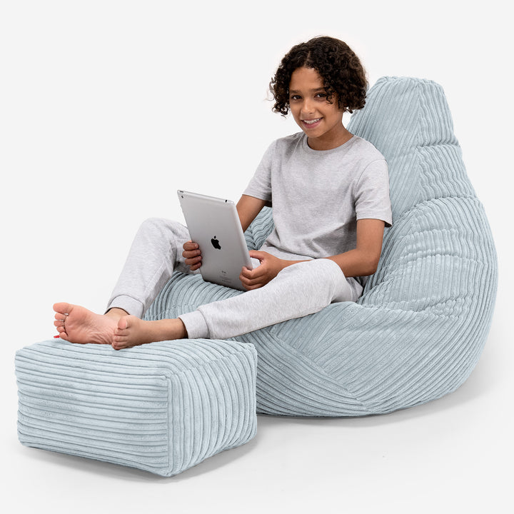 Pouf Gamer pour Enfant 6-14 ans - Côtelé Bébé Bleu 01