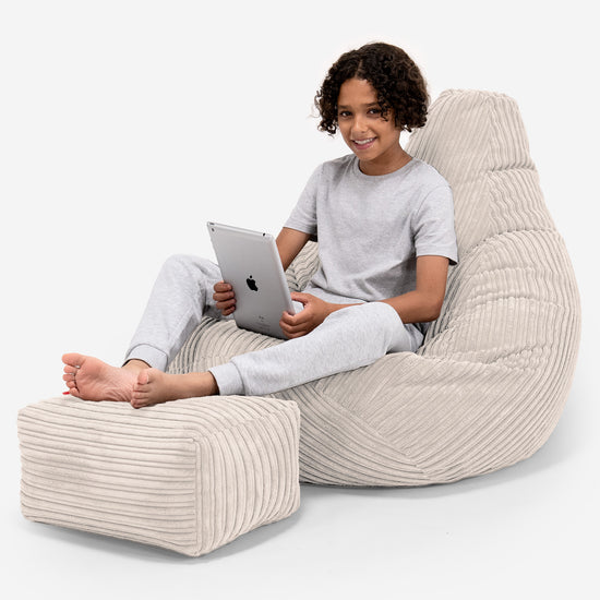 Pouf Gamer pour Enfant 6-14 ans - Côtelé Crème 01
