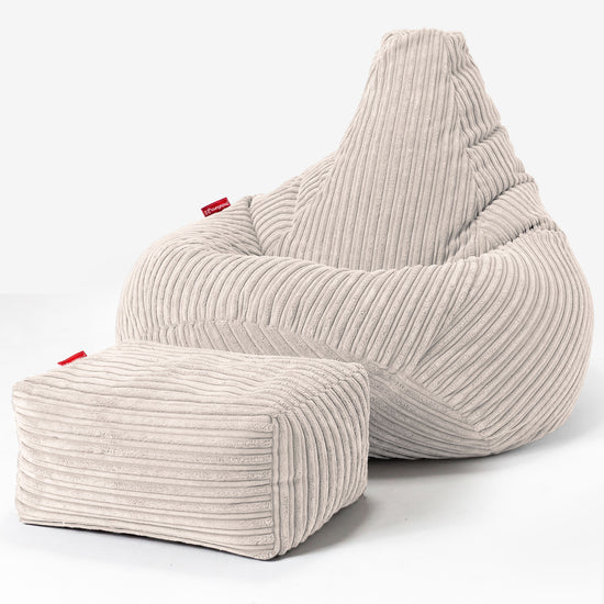 Pouf Gamer pour Enfant 6-14 ans - Côtelé Crème 03