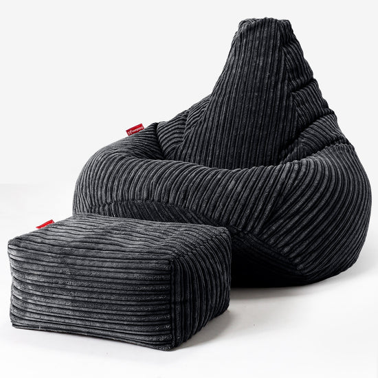 Pouf Gamer pour Enfant 6-14 ans - Côtelé Noir 03