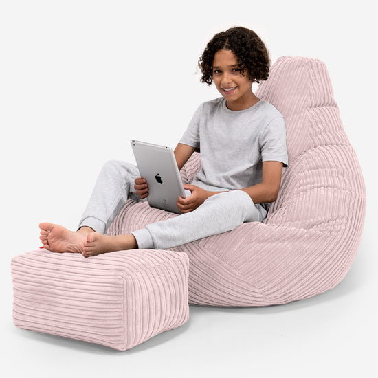 Pouf Gamer pour Enfant 6-14 ans - Côtelé Rose 01