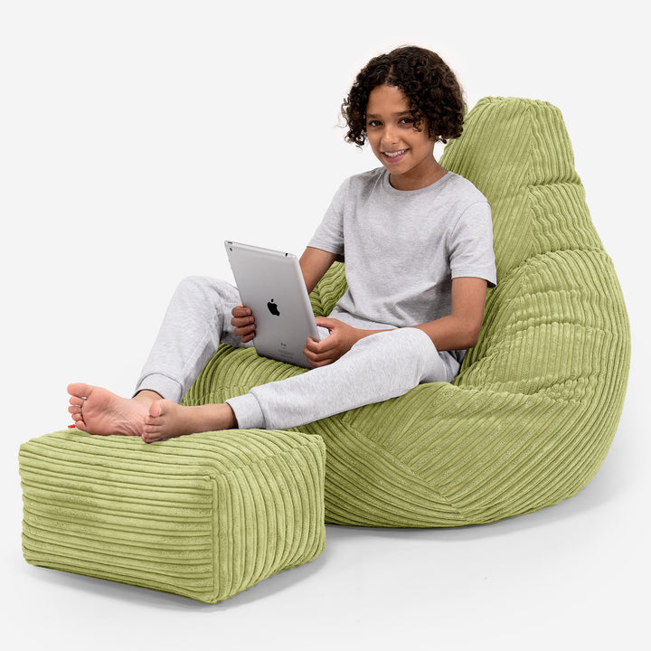 Pouf Gamer pour Enfant 6-14 ans - Côtelé Vert Acide 01