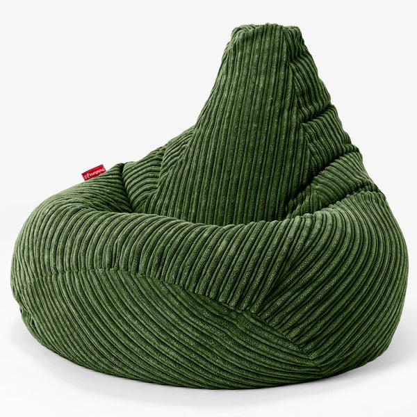Pouf Gamer pour Enfant 6-14 ans - Côtelé Vert Forêt 01