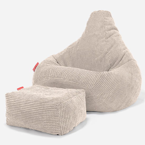 Pouf Gamer pour Enfant 6-14 ans - Pompon Crème 03