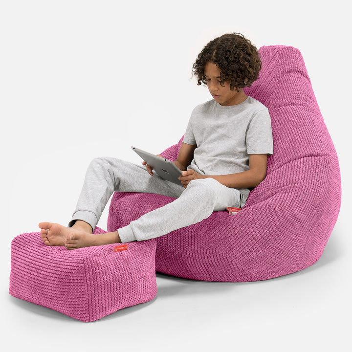 Pouf Gamer pour Enfant 6-14 ans - Pompon Rose 01