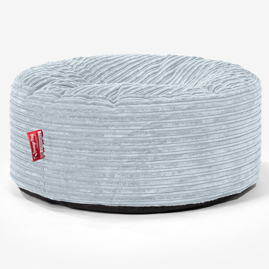 Pouf Design Rond - Côtelé Bébé Bleu 01