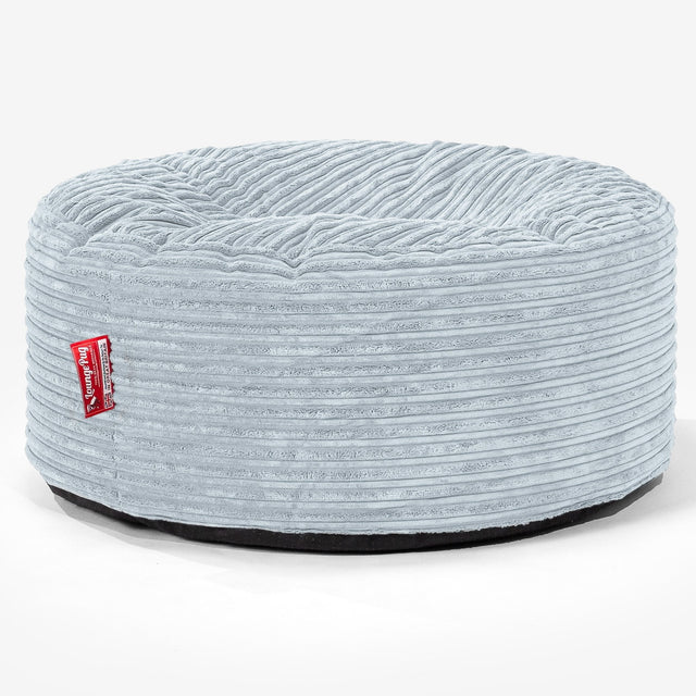 Pouf Design Rond - Côtelé Bébé Bleu 01