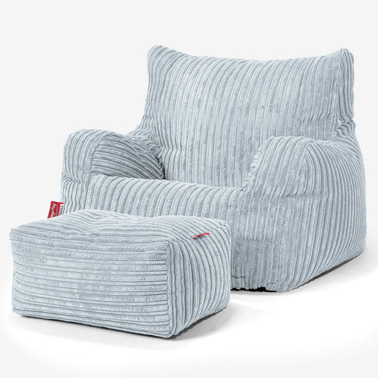Joséphine Pouf Fauteuil Design - Côtelé Bébé Bleu 02