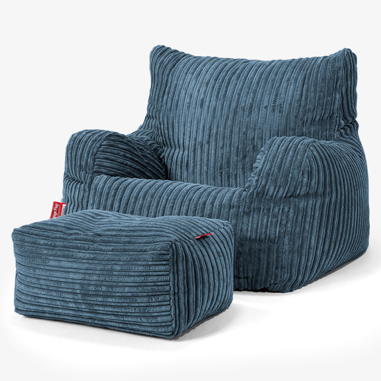 Joséphine Pouf Fauteuil Design - Côtelé Bleu Marine 02