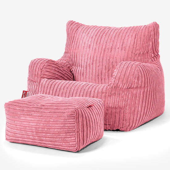 Pouf Fauteuil Design - Côtelé Corail 02
