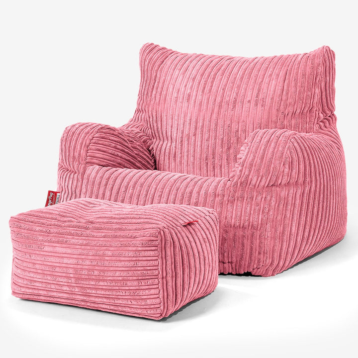 Pouf Fauteuil Design - Côtelé Corail 02