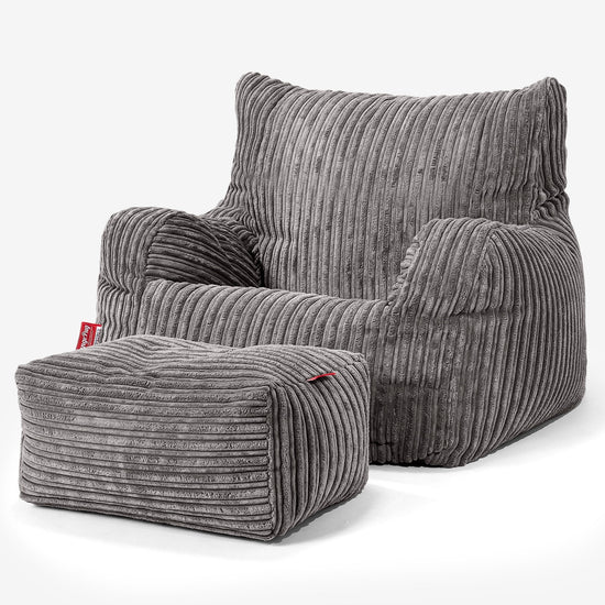 Joséphine Pouf Fauteuil Design - Côtelé Anthracite 02