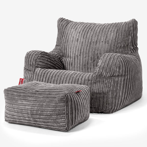 Pouf Fauteuil Design - Côtelé Anthracite 01