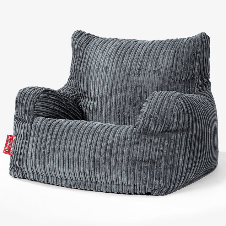 Pouf Fauteuil Design - Côtelé Gris Acier 01