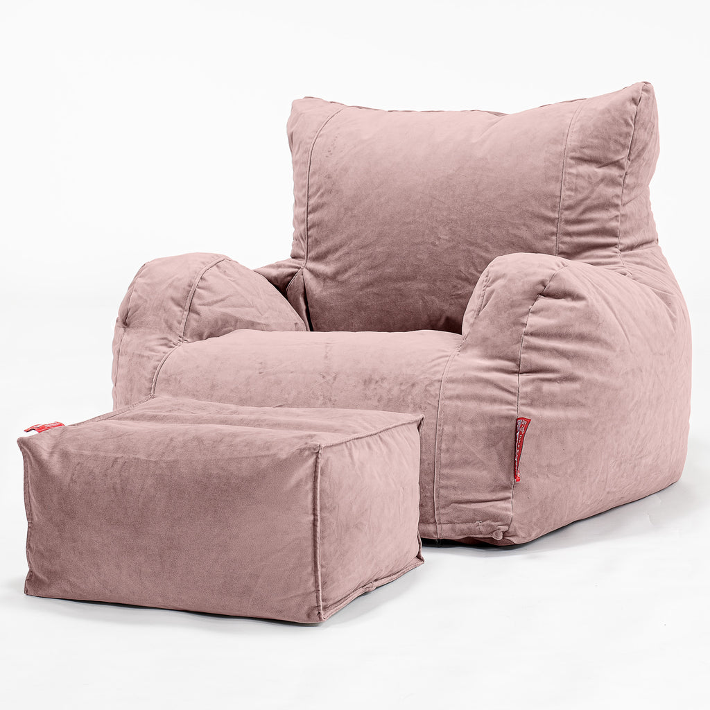 Pouf Fauteuil Design - Velours Rose 02