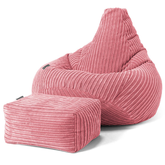 Pouf Poire Gamer - Côtelé Corail 01