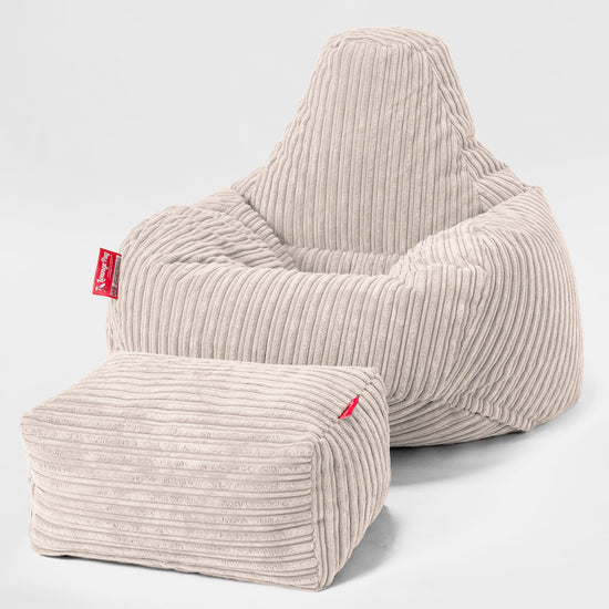 Pouf en Forme de Goutte - Côtelé Crème 02