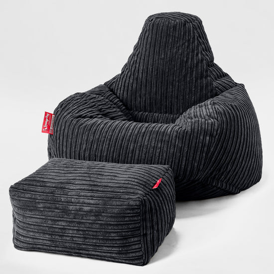 Pouf en Forme de Goutte - Côtelé Noir 02