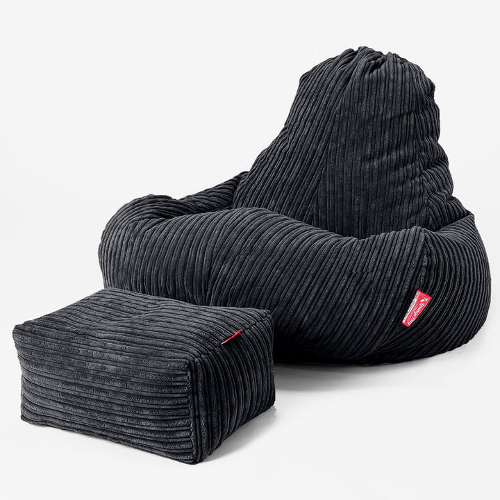 Pouf Gamer Ultra Lux - Côtelé Noir 02