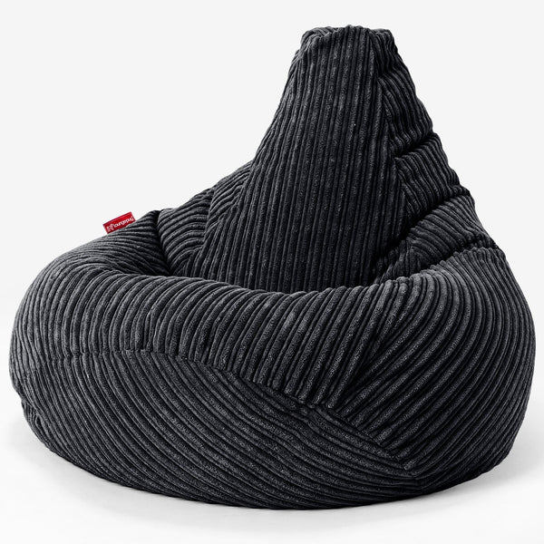 Pouf Poire Gamer - Côtelé Noir 01