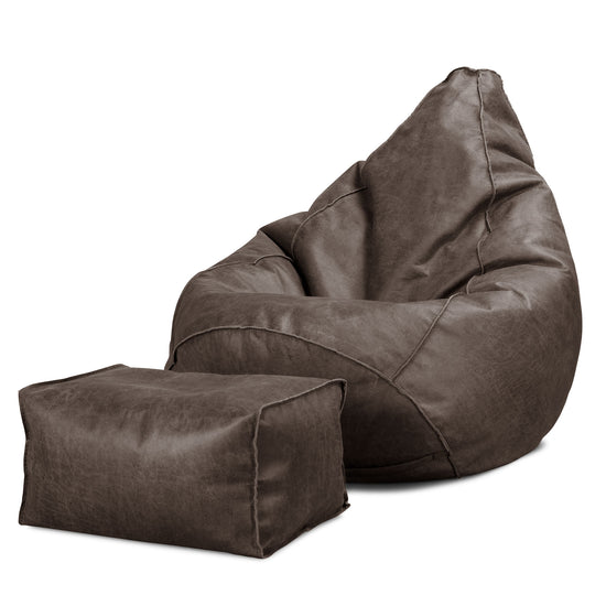 Pouf Poire Gamer - Cuir Vintage Gris Ardoise 01