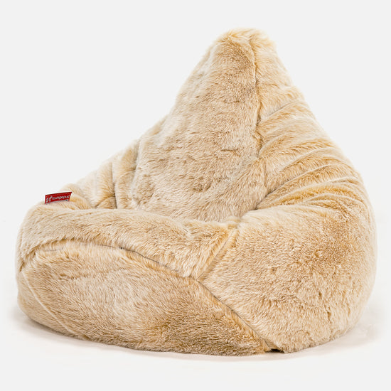Pouf Poire Gamer - Fausse Fourrure Blanc 02